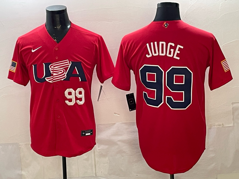 Men 2026 World Cub USA #99 Judge red Nike MLB Jersey 009